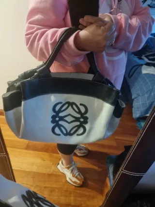 Bolso LOEWE VINTAGE Piel Blanco/Negro