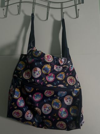 Mochila Estampado Gatos Azul Multicolor