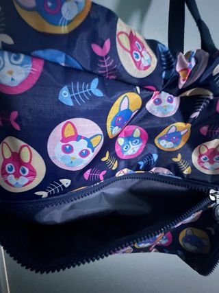 Mochila Estampado Gatos Azul Multicolor