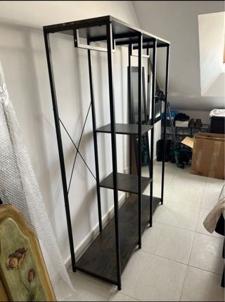 Estante Perchero Negro y Marrón