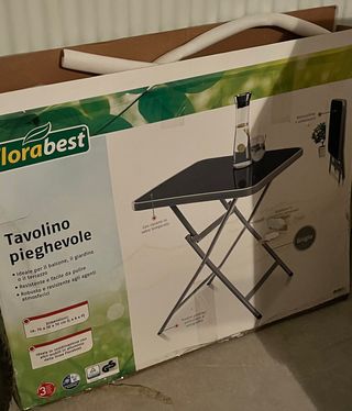 Mesa plegable cristal y metal Florabest