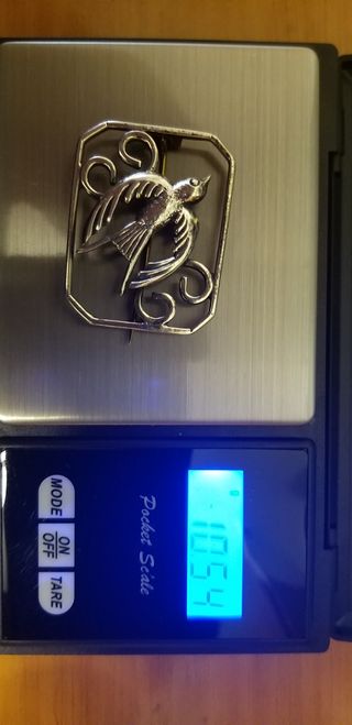 Broche antiguo plata forma de golondrina