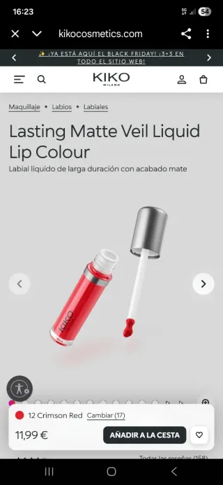 Labial Kiko Milano Mate Rojo