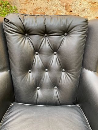 2 Butacas Orejeras Polipiel Negra