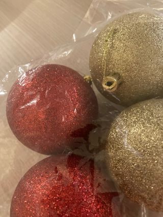5 Palline Natale Glitter Oro Rosso Argento
