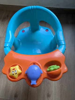 Asiento Bañera Bebé Azul y Naranja