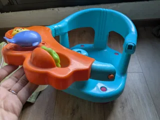 Asiento Bañera Bebé Azul y Naranja