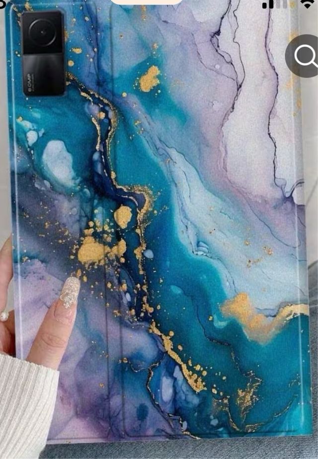 Capa Xiaomi Pad Pro Azul e Roxo Marmorizado