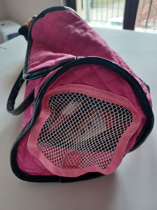 Peluche gatto con trasportino rosa