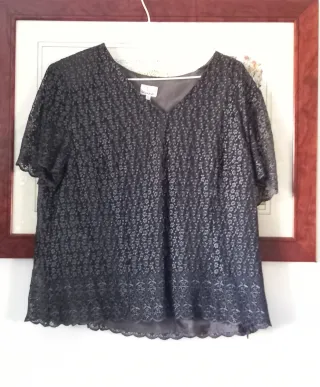 Blusa Priscille encaje fiesta negra/gris