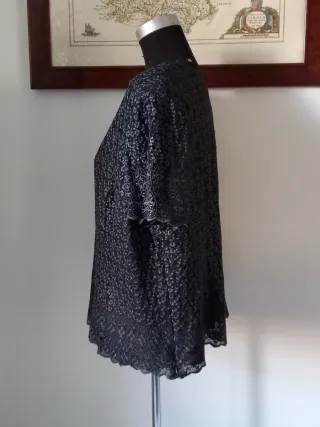 Blusa Priscille encaje fiesta negra/gris