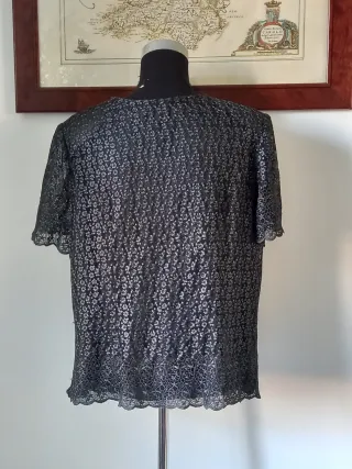 Blusa Priscille encaje fiesta negra/gris