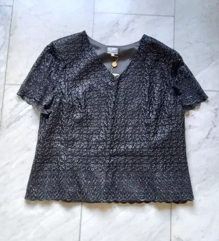 Blusa Priscille encaje fiesta negra/gris