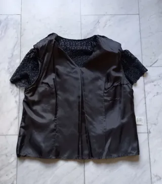 Blusa Priscille encaje fiesta negra/gris