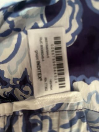 Pantalón estampado floral azul y blanco