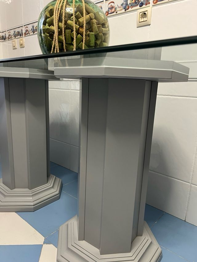 Mesa de cocina cristal y madera