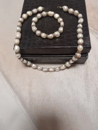 Conjunto Collar y Pulsera Perlas