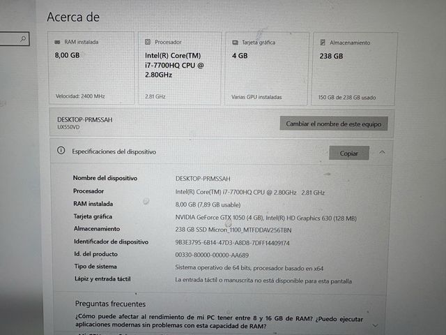 Portátil ASUS Negro/Azul Marino