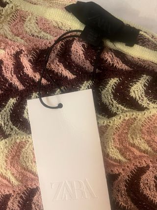 Top Asimétrico Crochet Marrón y Rosa