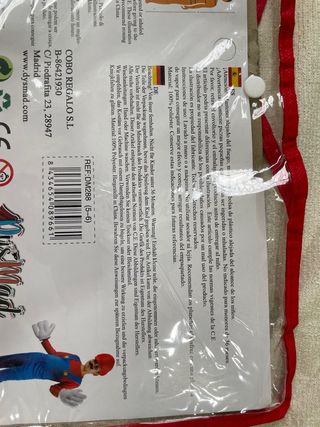 Disfraz Fontanero SuperMario Niño Tallas 3-12 Años