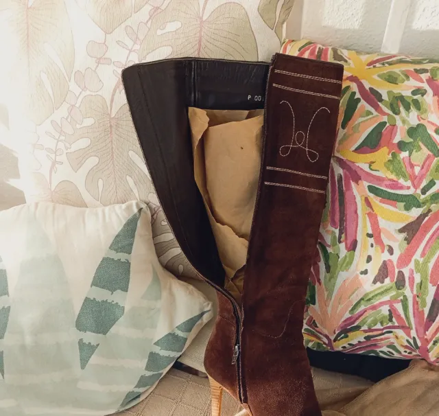 Botas camperas serraje tacón marrón