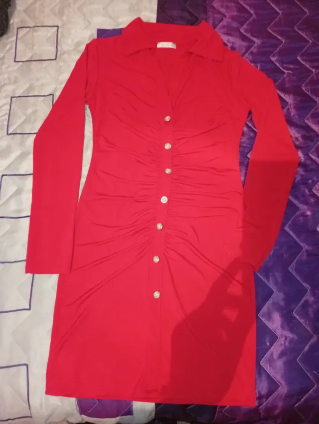 SOLO ENVÍOS. Vestido rojo mujer botones