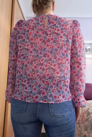 Blusa floral transparente vintage Talla M