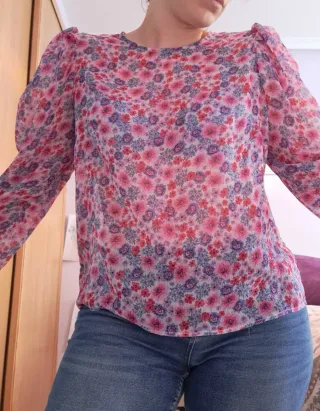 Blusa floral transparente vintage Talla M