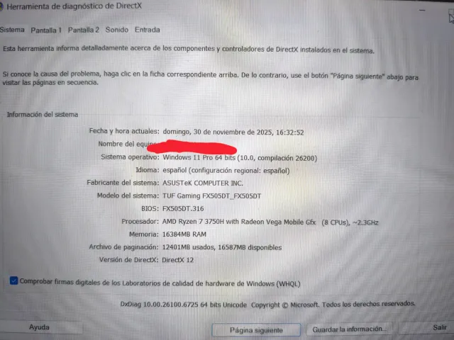 Portátil ASUS TUF Gaming FX505DT