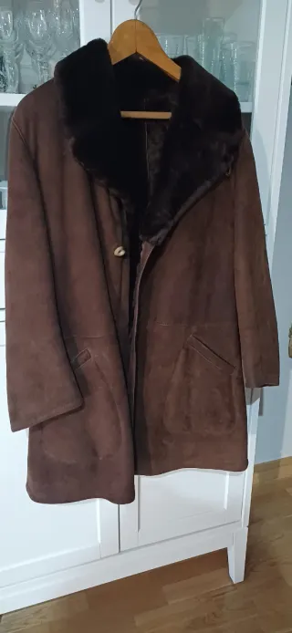 Abrigo Piel Vuelta Hombre Marrón Como nuevo