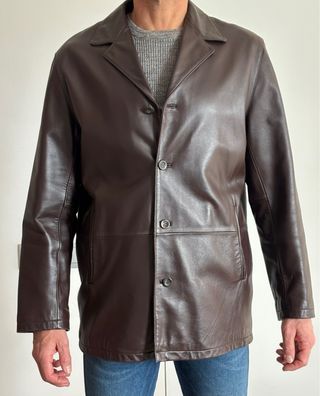 Chaqueta de piel marrón