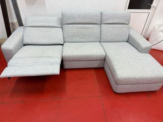 Sofá Natuzzi Gris Tela Con Relax