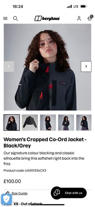 Cazadora Cropped Berghaus Negra Nueva con Etiqueta