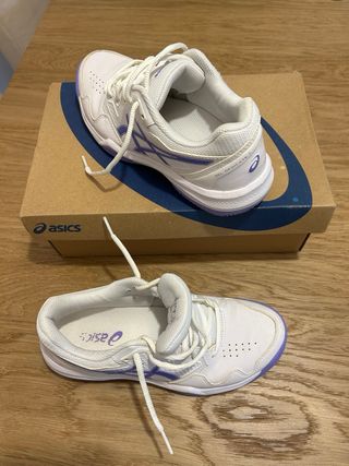 Zapatillas Asics pádel blancas y moradas, num. 38