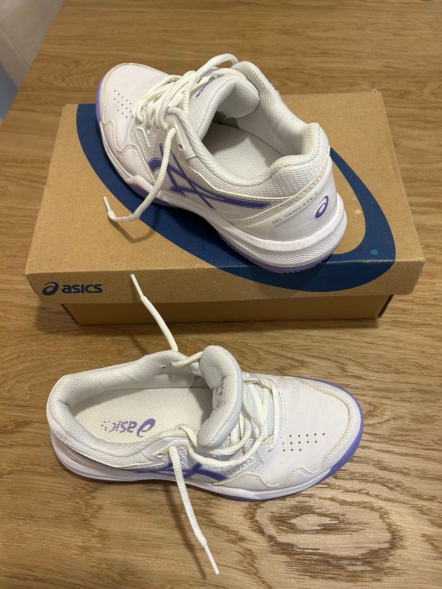 Zapatillas Asics pádel blancas y moradas, num. 38