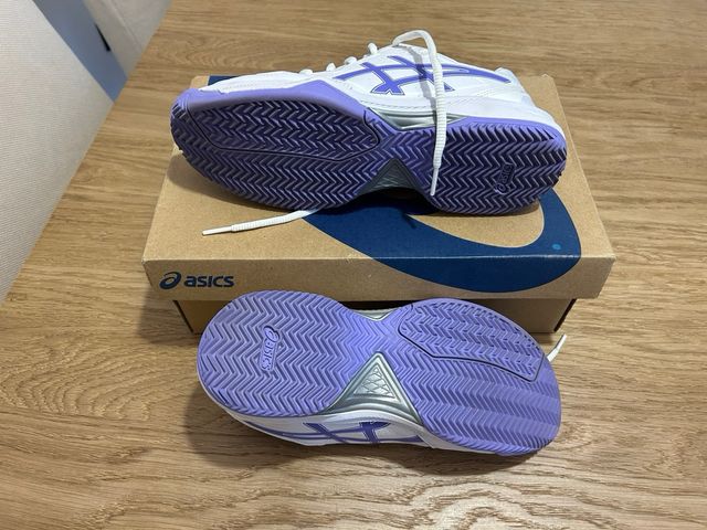 Zapatillas Asics pádel blancas y moradas, num. 38