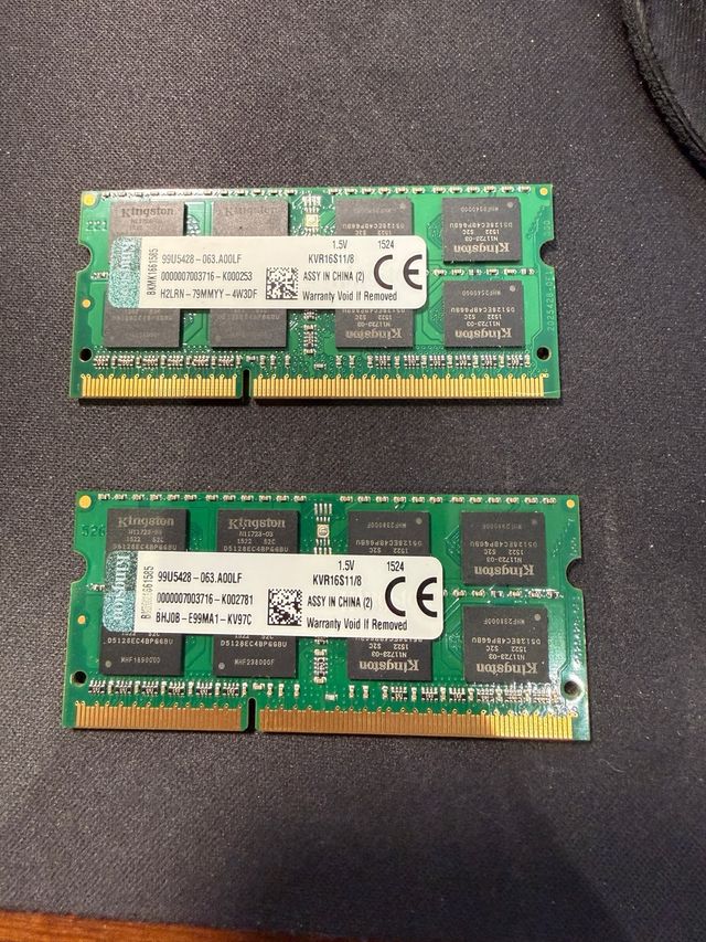 2x Kingston 8GB DDR3 1600MHz SO-DIMM RAM