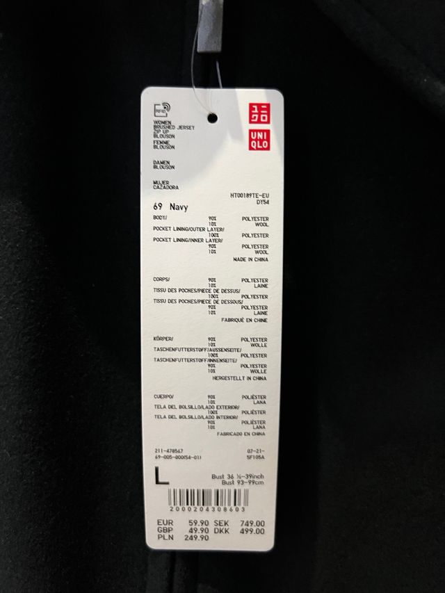 Chaqueta Uniqlo Oversize Azul Oscuro Talla L