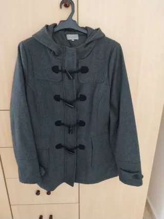 Chaquetón paño gris con capucha, marca Tex Woman