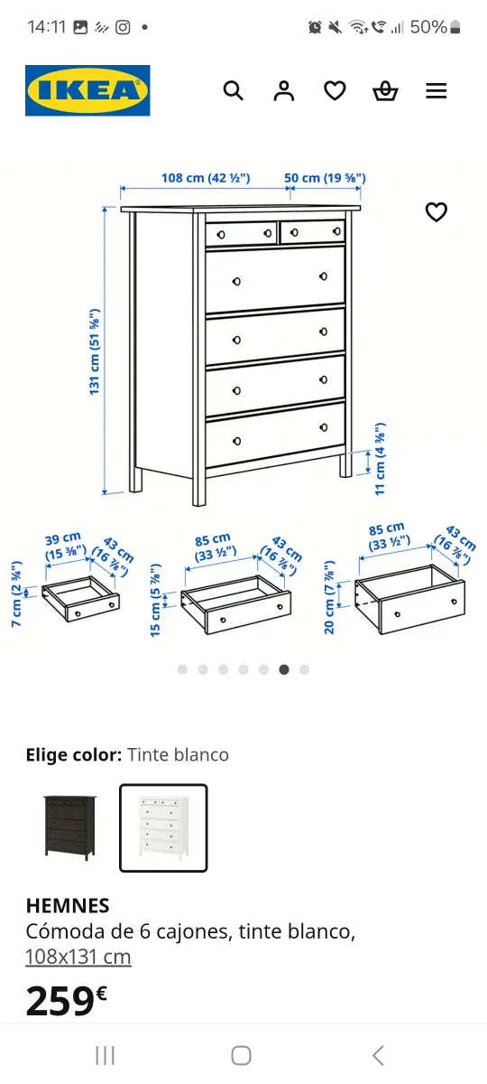 Cómoda IKEA HENNES Blanca
