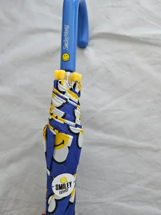 Paraguas infantil Smiley azul y amarillo