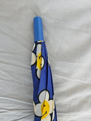 Paraguas infantil Smiley azul y amarillo