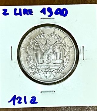 Moneta 2 Lire 1940 Regno d'Italia magnetica