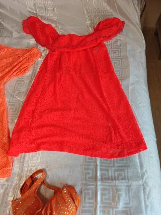 Conjunto Playa: Kimono y Bikini Naranja