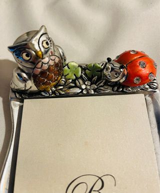 Soprammobile Argento con Taccuino Gufo e Coccinell