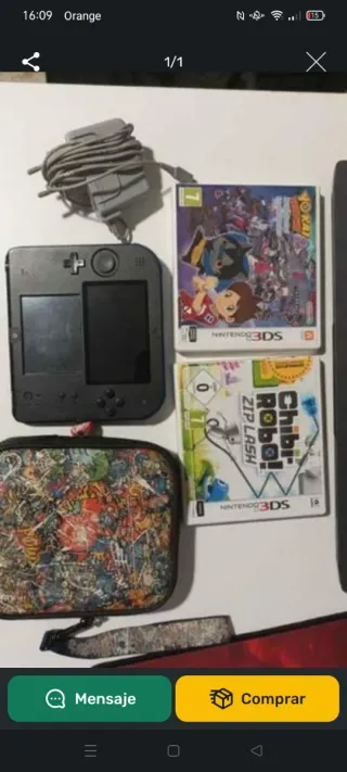 Nintendo 2DS Nera + 2 Giochi + Custodia
