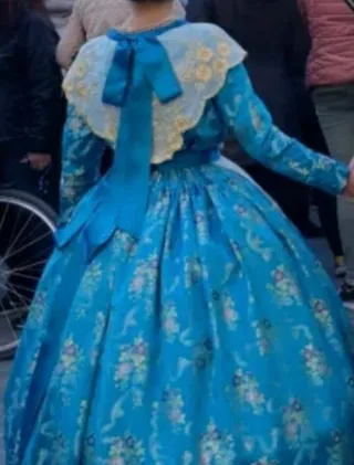 Traje Fallera Niña 10 Años Azul y Dorado