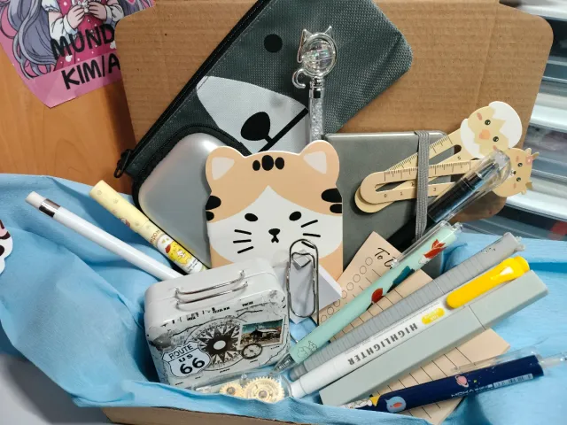 Set Papelería Kawaii Gatos y Estrellas