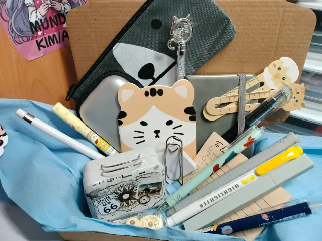 Set Papelería Kawaii Gatos y Estrellas