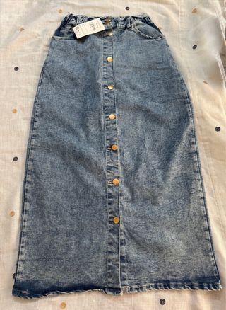 Falda vaquera larga botones elegante